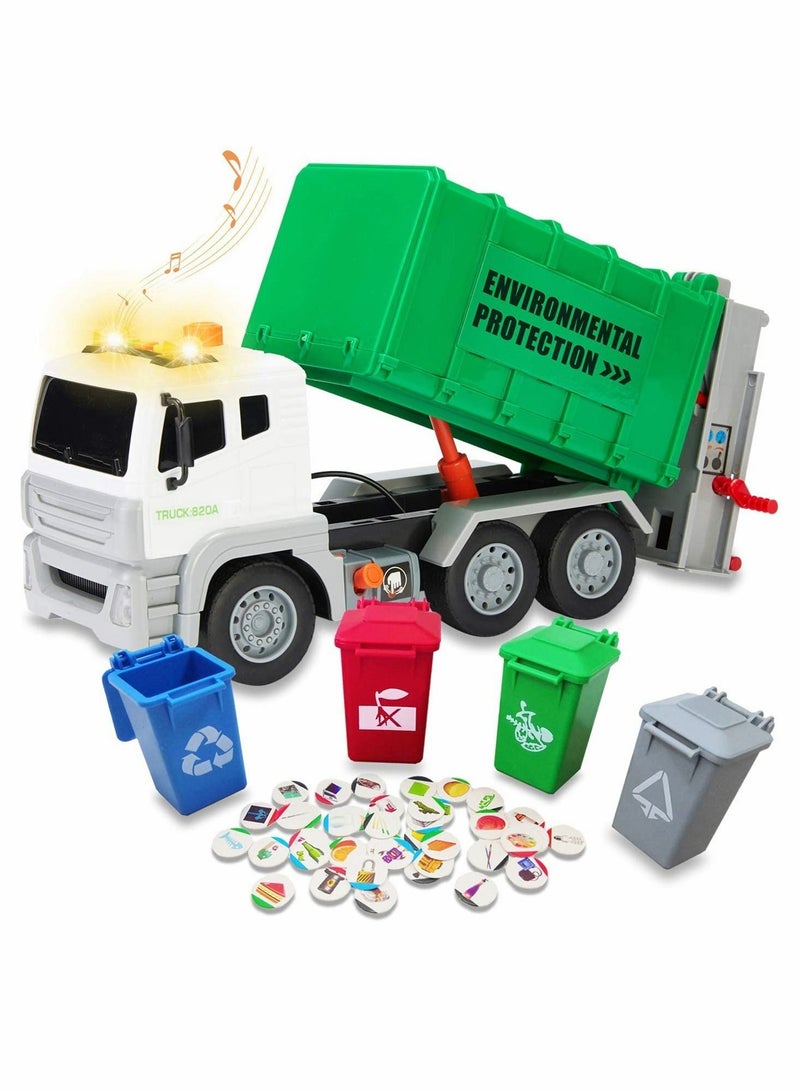 نيبمينينت Garbage Truck Toy, 12" Trash Recycle with Sound and Light - Image 1