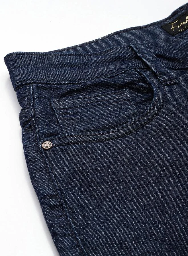 Freehand Dark Blue Freehand Women Mid Rise Straight Fit Solid Jeans for Women | Best Price UAE
