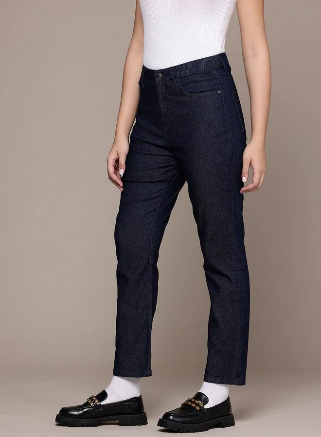 Freehand Freehand Women Mid Rise Straight Fit Solid Jeans