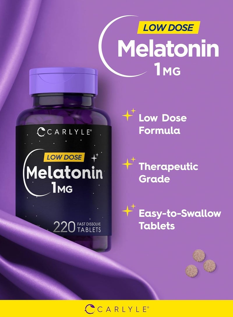 Carlyle ميلاتونين 1 ملغ جرعة منخفضة، 220 قرص سريع الذوبان - Image 3