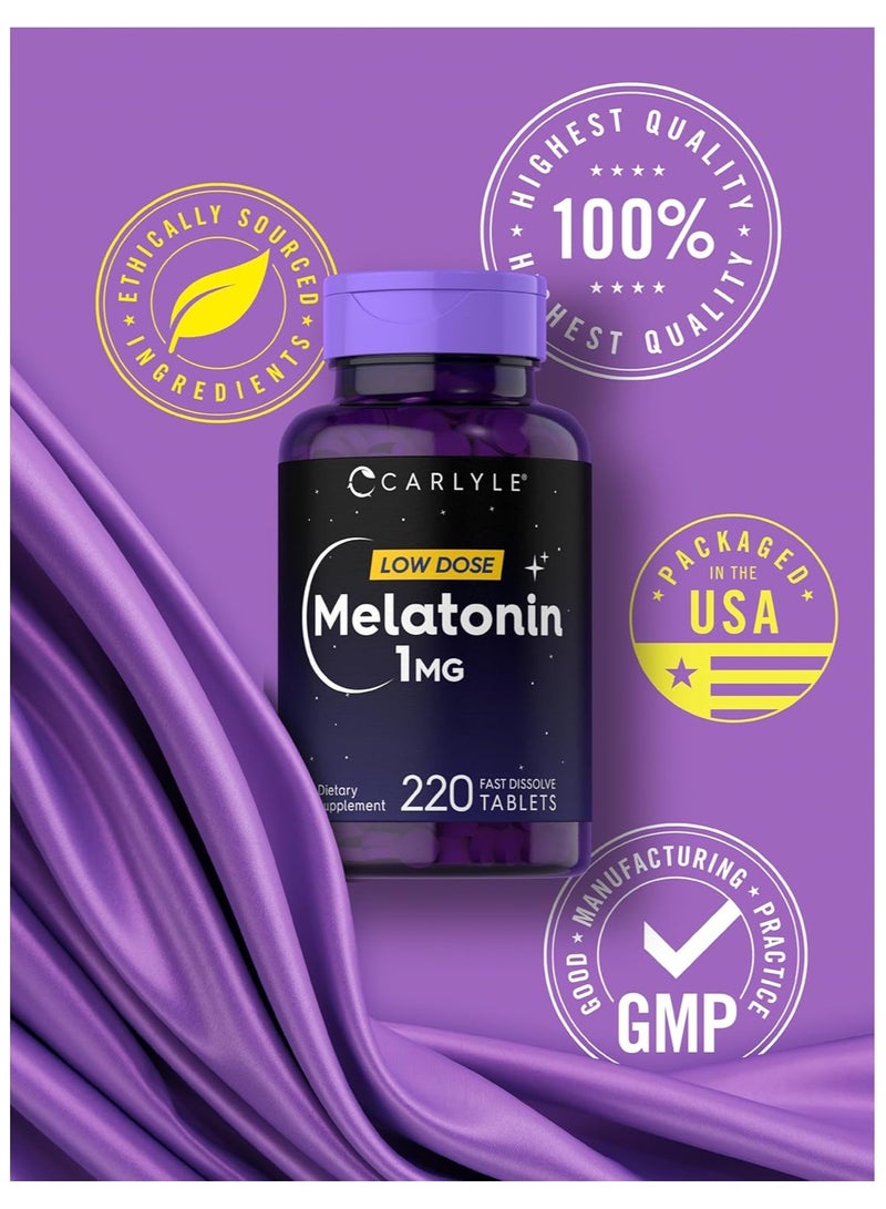 Carlyle ميلاتونين 1 ملغ جرعة منخفضة، 220 قرص سريع الذوبان - Image 5