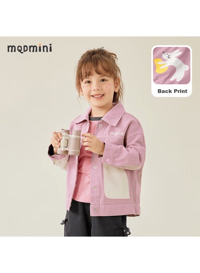 Mqdmini Girls Denim Collar Jacket Casual Woven Outerwear Purple Size 90 - Image 1