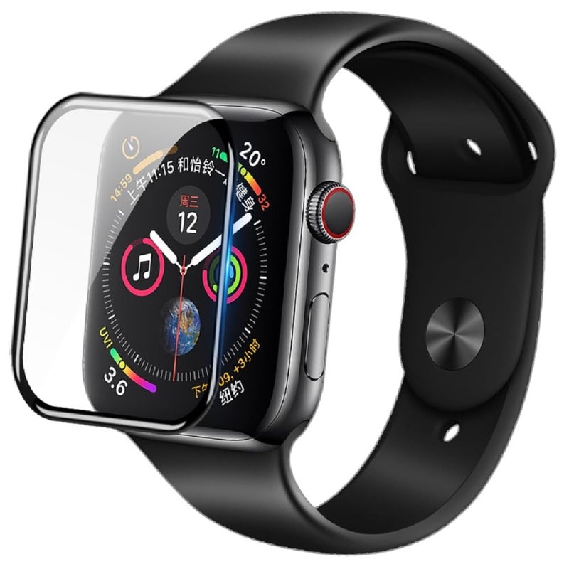 Apple Watch 44mm Series 4/5/6/SE 3D AW+ Full Coverage Tempered Protective Film, 0.33mm, Black - Image 2