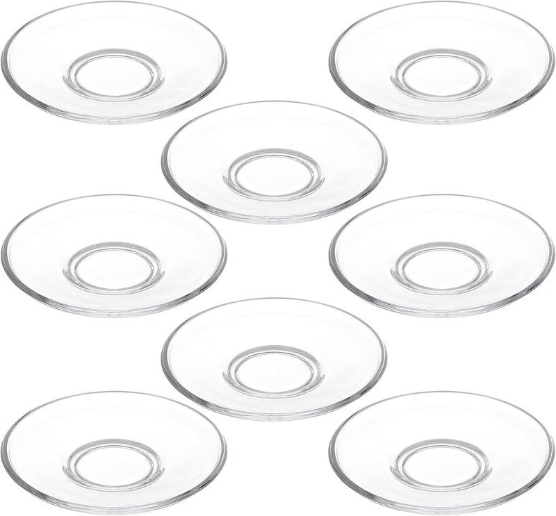 PATKAW 8pcs round Glass Tea Cup Saucers 9x9cm Small Glass Snack Plates Coffee Spoon Trays for Home and Tearoom Serving - Image 1