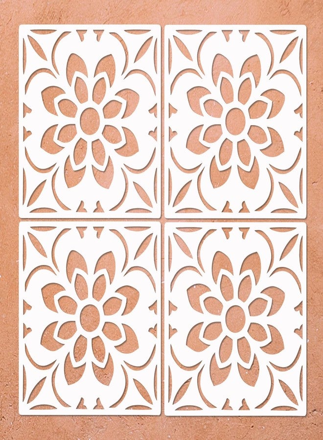 Anikoocory Reusable Stencils for Painting Floors, Tiles, Walls, Walkway, Patio, Front Porch, Concrete Floor Stencil Tile Stencils, 4-Pack, 8x8 Inches, Sunflower Pattern - Image 1