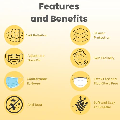 C-Cure Kids Disposable Face Mask, 3 Ply Non Woven Mask With Meltblown Layer & Nose Clip, Breathable Ear Loop Mask For Boys And Girls Aged 4–12 Years (Yellow, Pack of 50) - Image 4