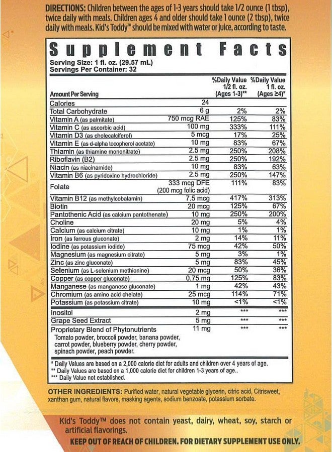 Youngevity Kid's Toddy™ - Mega Multivitamin for Kids & Children Age 2+ - 14 Vitamins, 10 Minerals, Phytonutrient Blend - Highly Absorbable - Great Tasting Orange 32 Fl Oz (Pack of 2) - Image 2
