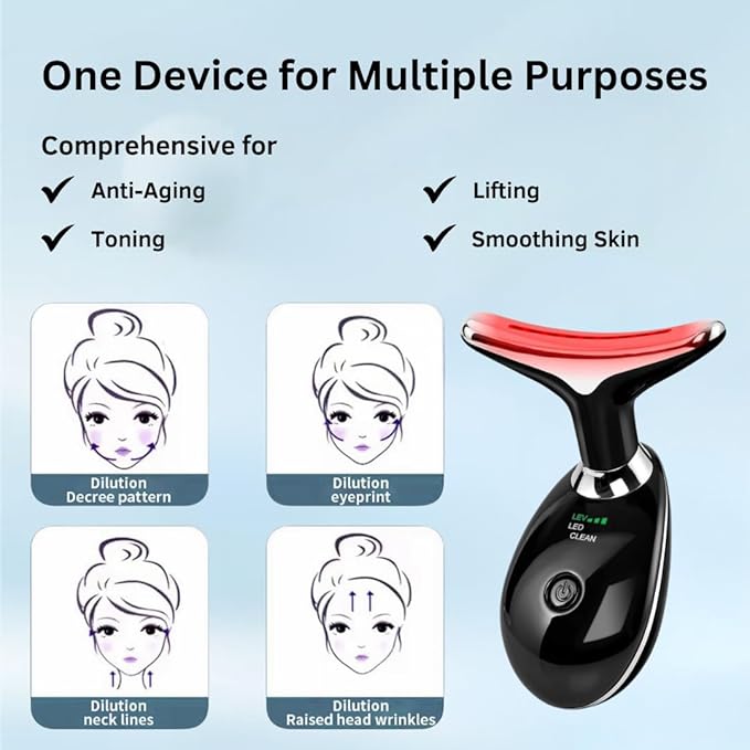 Face Sculpting Device Anti Wrinkles 3in1 Facial Massager Lifting Machine AntiAging Neck Eye Device 3 Modes 455C for SkinTightening Neck Lifting Massage Face Toning Firming for Women White - Image 5