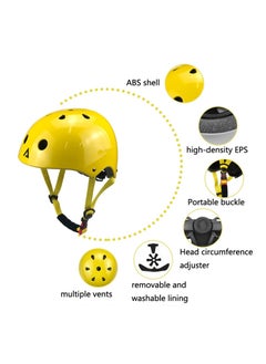 Generic Kids Bike Adjustable Helmet, Knee Elbow Wrist Pads Set for Youth Boys/Girls of Ages 3-8, Protective Gear Set for Skateboard, Bike, Roller Skating, Cycling, Scooter (Yellow)  - Image 4