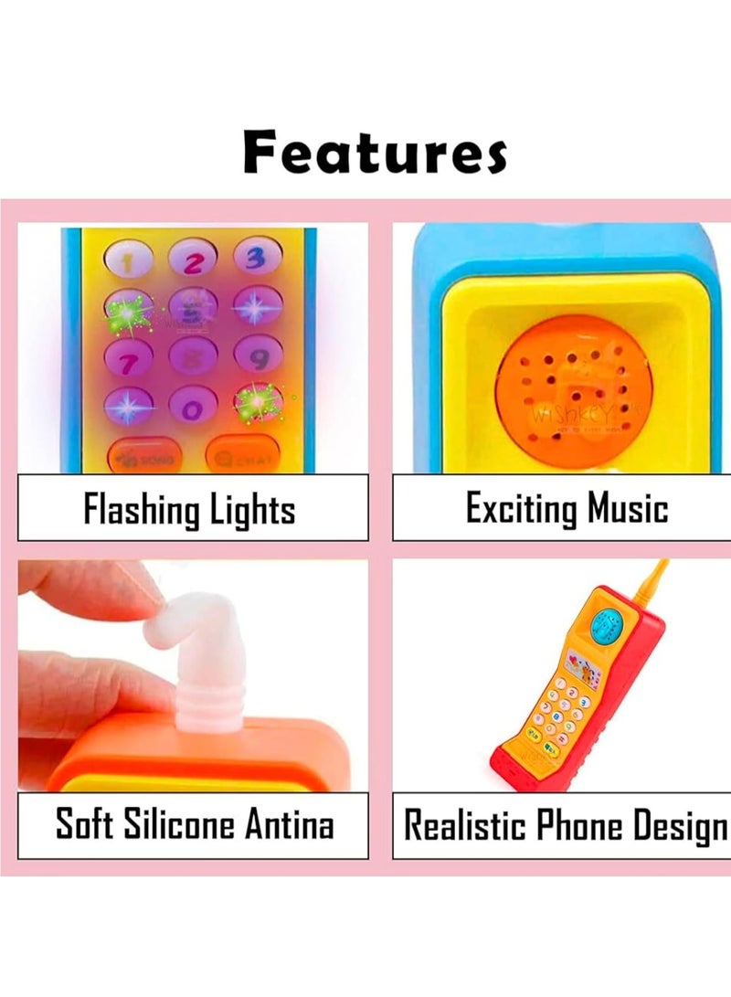 MAGIC VAULT Kids Phone Toys, 4pcs Kids Electronic Mobile Toy Phone - nteractive Plastic Keypad Cell Phone with Music, Lights 5 Neck Strap Lanyard, Talking, Animal Sounds for Baby Toddlers Boys and Girls - Image 2