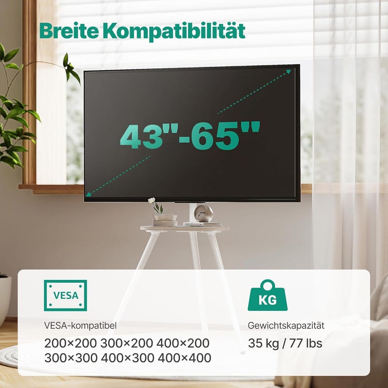 ECOTINY Easel TV Stand, Tripod TV Stand for 43 to 65 Inch Large LCD LED Screens, Height Adjustable and Swivel TV Stand, Cast Iron - Image 2