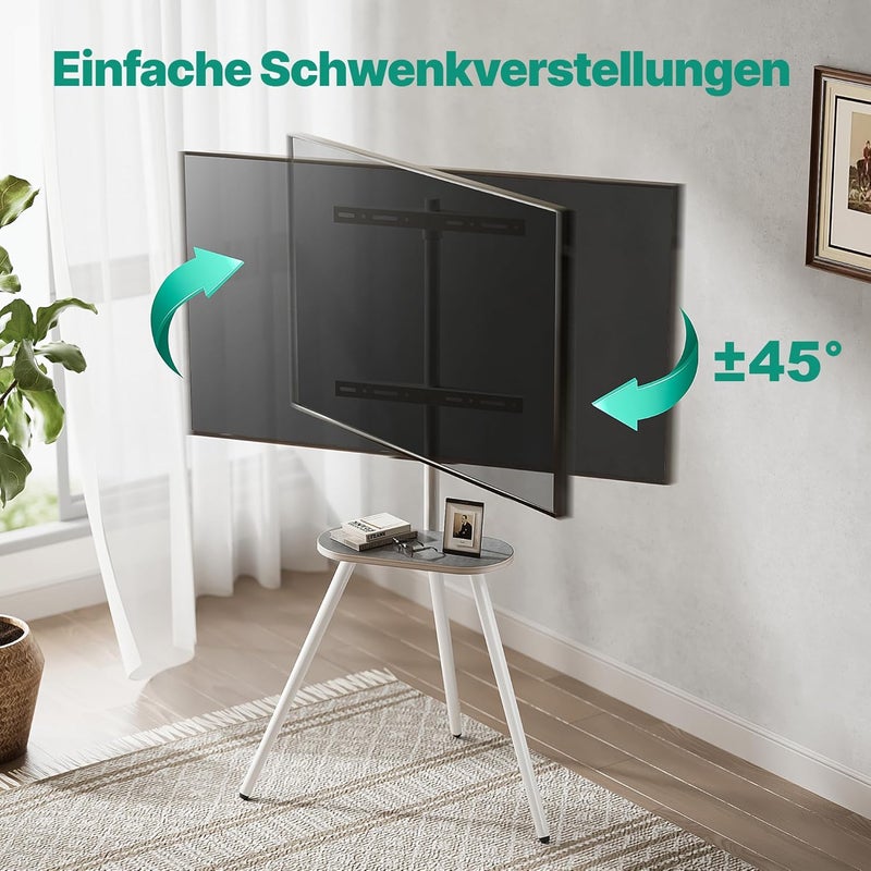 ECOTINY Easel TV Stand, Tripod TV Stand for 43 to 65 Inch Large LCD LED Screens, Height Adjustable and Swivel TV Stand, Cast Iron - Image 3