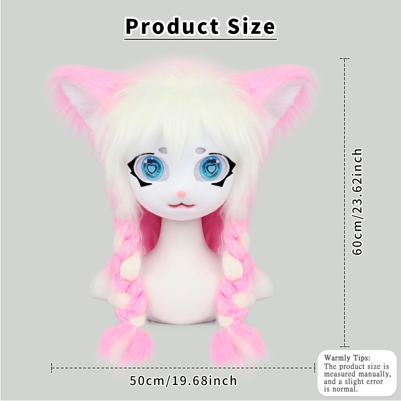 hbbhml Animal Cat Head Mask Fursuit Cute Plush Anime Masks for Halloween Masquerade Cosplay Costume Accessory - Image 2