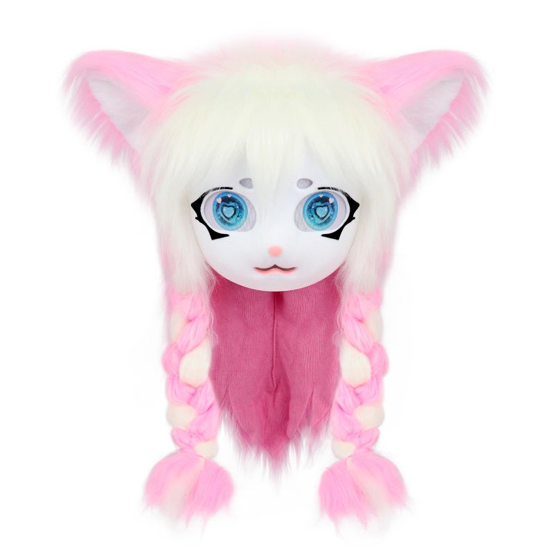 hbbhml Animal Cat Head Mask Fursuit Cute Plush Anime Masks for Halloween Masquerade Cosplay Costume Accessory - Image 1