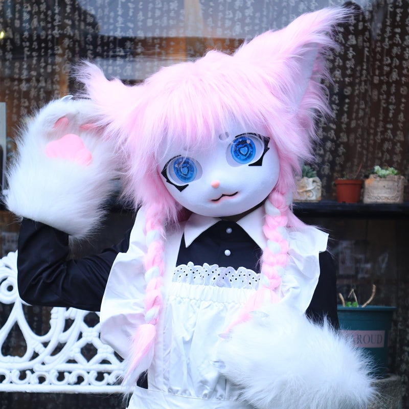 hbbhml Animal Cat Head Mask Fursuit Cute Plush Anime Masks for Halloween Masquerade Cosplay Costume Accessory - Image 3