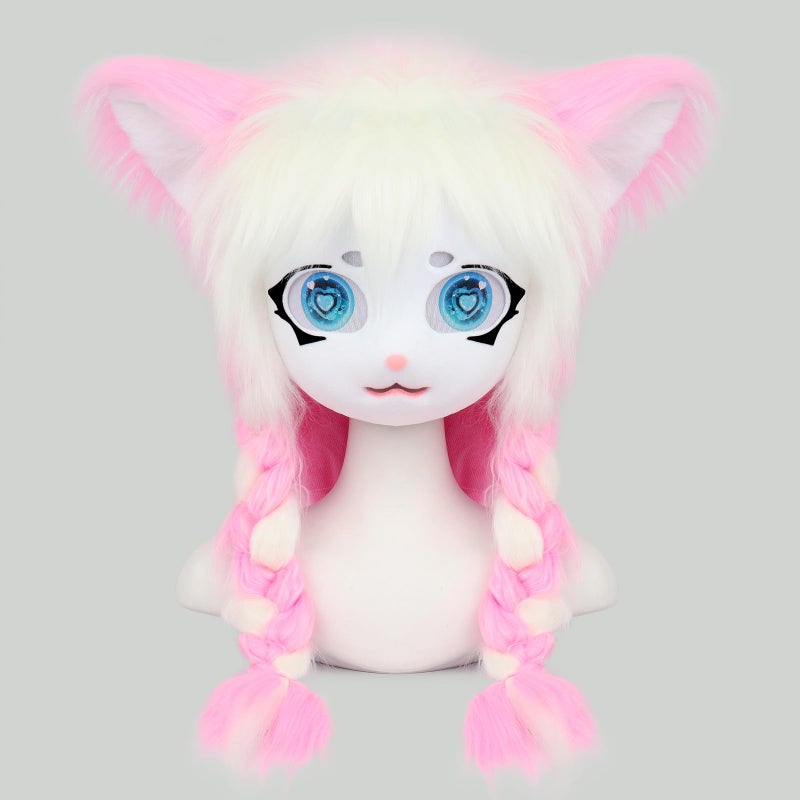 hbbhml Animal Cat Head Mask Fursuit Cute Plush Anime Masks for Halloween Masquerade Cosplay Costume Accessory - Image 4