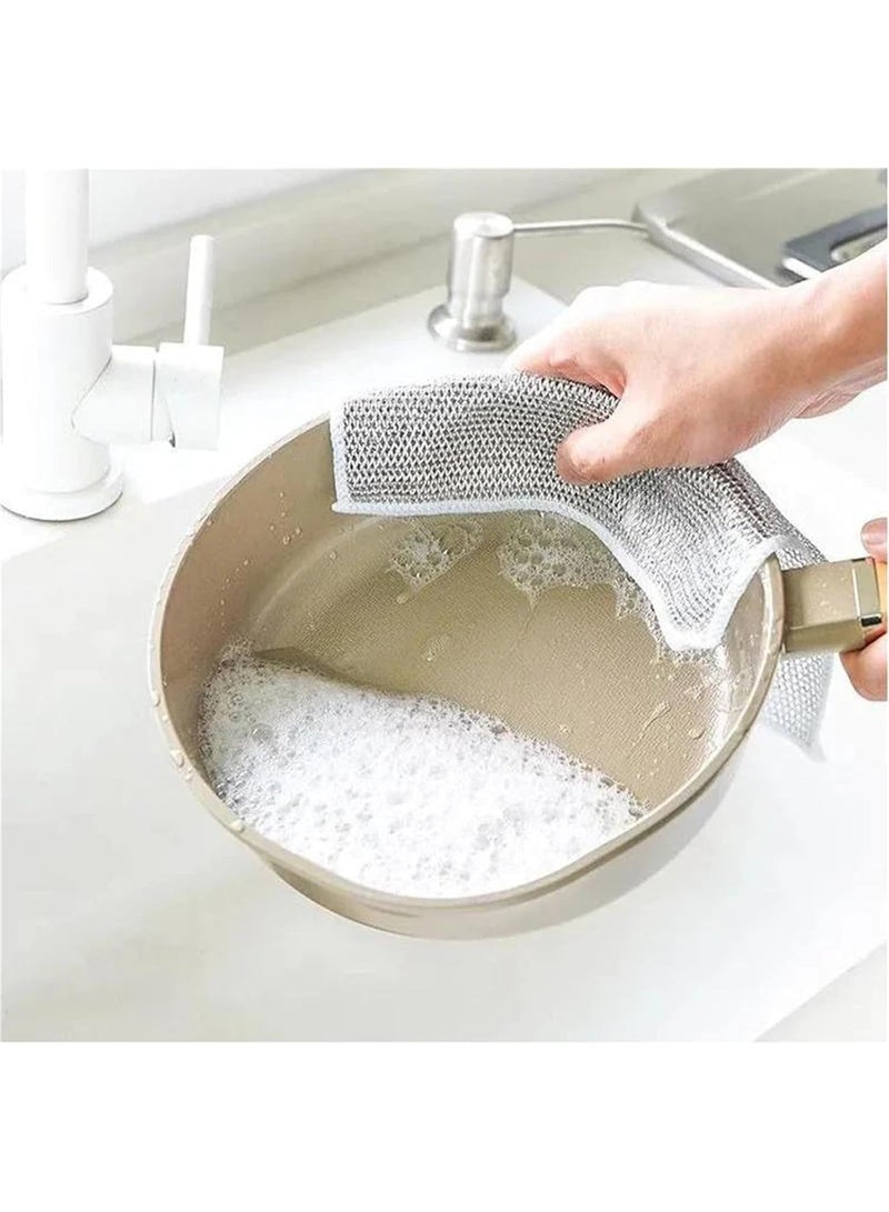 مناشف المطبخ - أقمشة سلكية متعددة الاستخدامات وقابلة لإعادة الاستخدام مصممة لتنظيف الأطباق بسهولة، وتتميز بسطح مقاوم للخدش، مثالية للاستخدام اليومي في المنزل أو المطبخ 6 قطع - Image 4