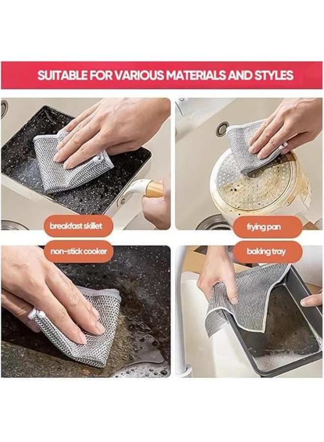 مناشف المطبخ - أقمشة سلكية متعددة الاستخدامات وقابلة لإعادة الاستخدام مصممة لتنظيف الأطباق بسهولة، وتتميز بسطح مقاوم للخدش، مثالية للاستخدام اليومي في المنزل أو المطبخ 6 قطع - Image 5