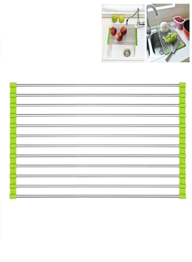 Ncry رف تجفيف أطباق متعدد الوظائف قابل للطي من الفولاذ المقاوم للصدأ من إنكري، رف تجفيف الفواكه والخضروات، صينية تجفيف قابلة للطي - 38 سم طول × 23 سم عرض × 2 سم ارتفاع (متعدد الألوان) - Image 4