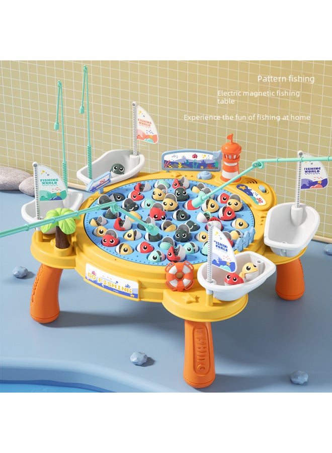 لعبة صيد مغناطيسية دوارة كهربائية كبيرة تفاعلية بين الوالدين والطفل، التعليم المبكر، موسيقى خفيفة، لوحة صيد دوارة - اللون: طاولة صيد جزيرة كهربائية كبيرة 【بطارية قابلة لإعادة الشحن * 3 شاحن * 1 مفك براغي * 1】】 - Image 4