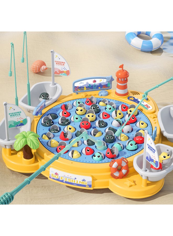 لعبة صيد مغناطيسية دوارة كهربائية كبيرة تفاعلية بين الوالدين والطفل، التعليم المبكر، موسيقى خفيفة، لوحة صيد دوارة - اللون: طاولة صيد جزيرة كهربائية كبيرة 【بطارية قابلة لإعادة الشحن * 3 شاحن * 1 مفك براغي * 1】】 - Image 2