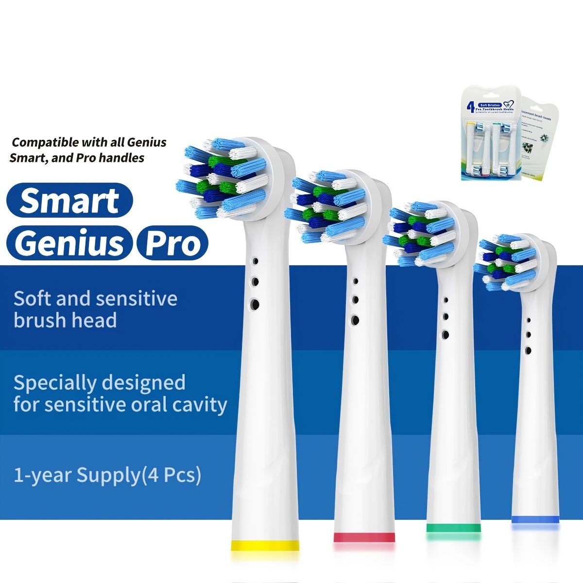 4 Pcs Rotating Electric Toothbrush Replacement Brush Head Compatible With Oral B Series Smart Pro Genius Original Multi Angles Deep Cleaning Care Gum