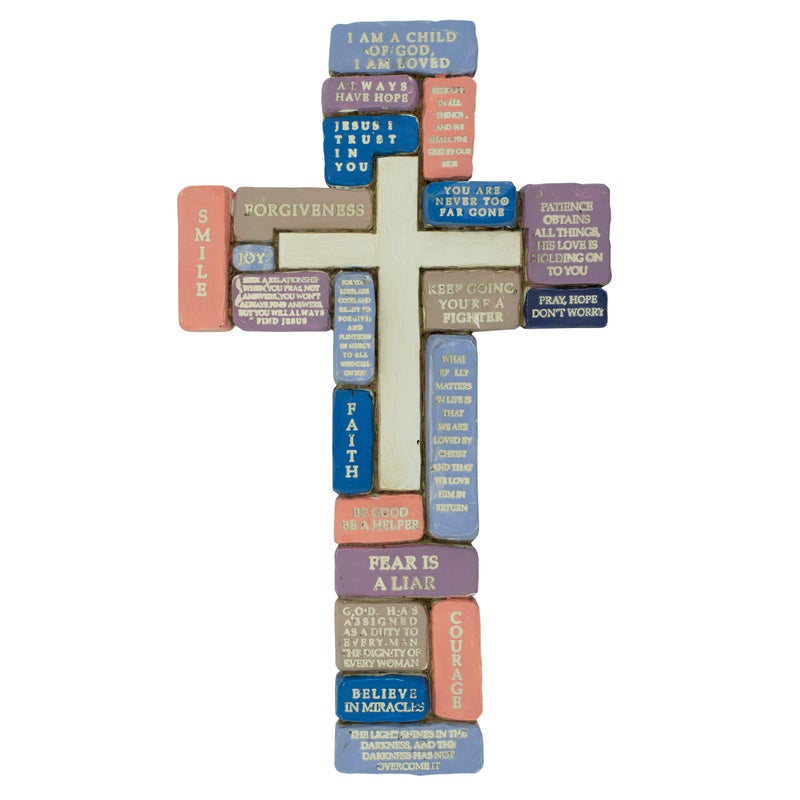 VILLAGE GIFT IMPORTERS Inspirational Resin Wall Cross Encouraging Words for Teenage Girls Great Gift for 8th Grade Graduation Confirmation New School Year Christian Home Decor