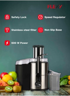 Flexy FLEXY JUICER: 500W powerful motor, stainless steel blade, large feeding tube, multi-speed settings for easy fruit & vegetable juice extraction, 2-year warranty, sleek design.  - Image 3