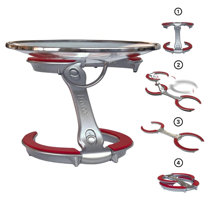 Trivae Lid Holder and Pot Holder with Unique Trivet and Cake Stand Function 4 in 1 Kitchen Accessory for The Cooking Lover