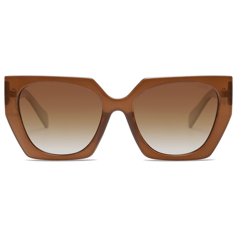SOJOS Trendy Oversized Polarized Sunglasses Womens Big Square Cateye Sunnies, Lentes de sol para mujer SJ2205, Caramel Brown/Brown - Image 1