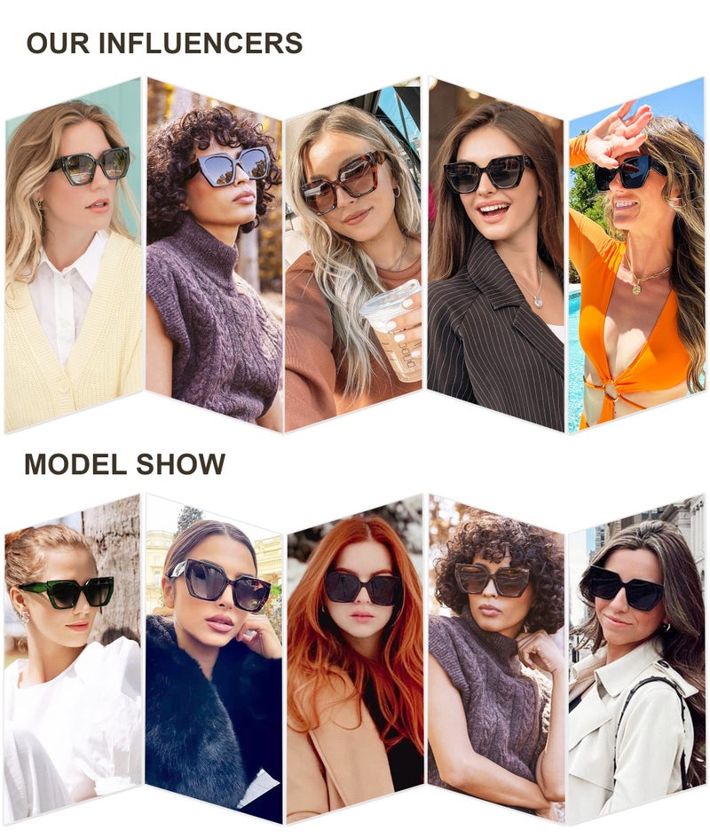 SOJOS Trendy Oversized Polarized Sunglasses Womens Big Square Cateye Sunnies, Lentes de sol para mujer SJ2205, Caramel Brown/Brown - Image 2