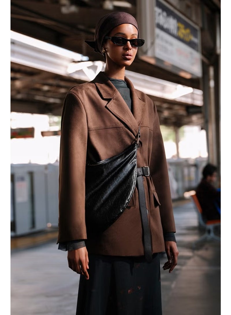 Manuka Faux Suede Classic Jacket Brown - Image 1