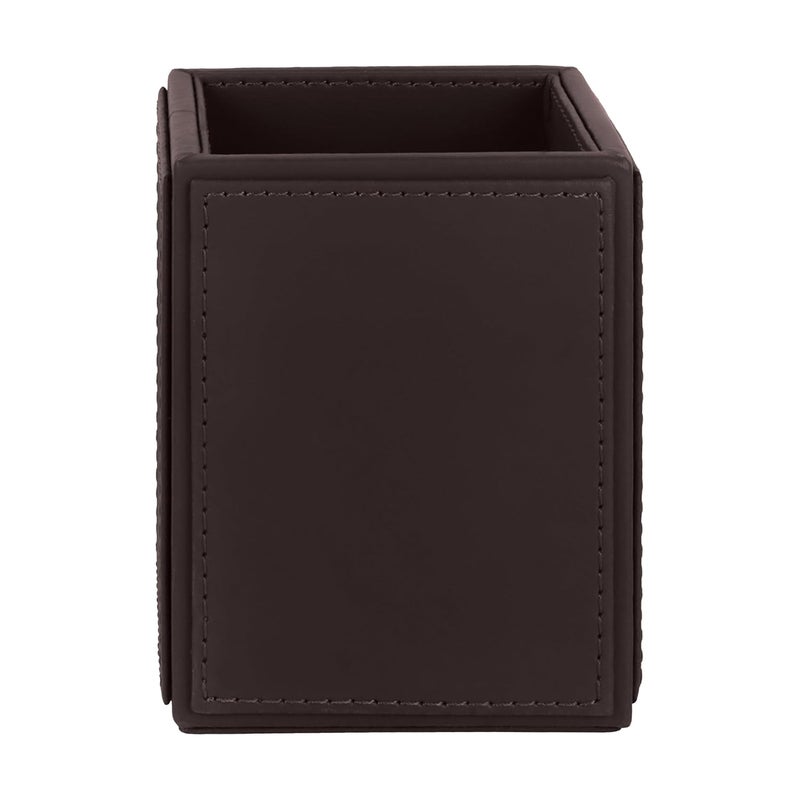 V-CUBE DESIGNS Premium Vegan Leather Pen Holder for Desk & Study Table Accessory | Marker/Pencil Stand for Student | Stationery Organizer for Office Table & Home | 6mm Thickness with MDF Core |Brown - Image 5