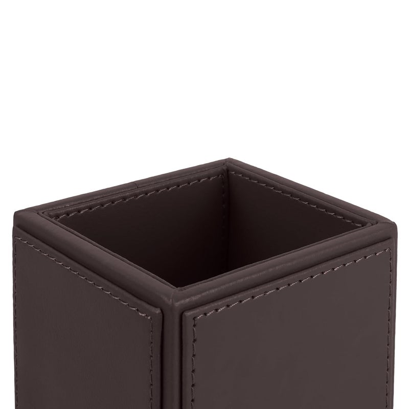 V-CUBE DESIGNS Premium Vegan Leather Pen Holder for Desk & Study Table Accessory | Marker/Pencil Stand for Student | Stationery Organizer for Office Table & Home | 6mm Thickness with MDF Core |Brown - Image 3
