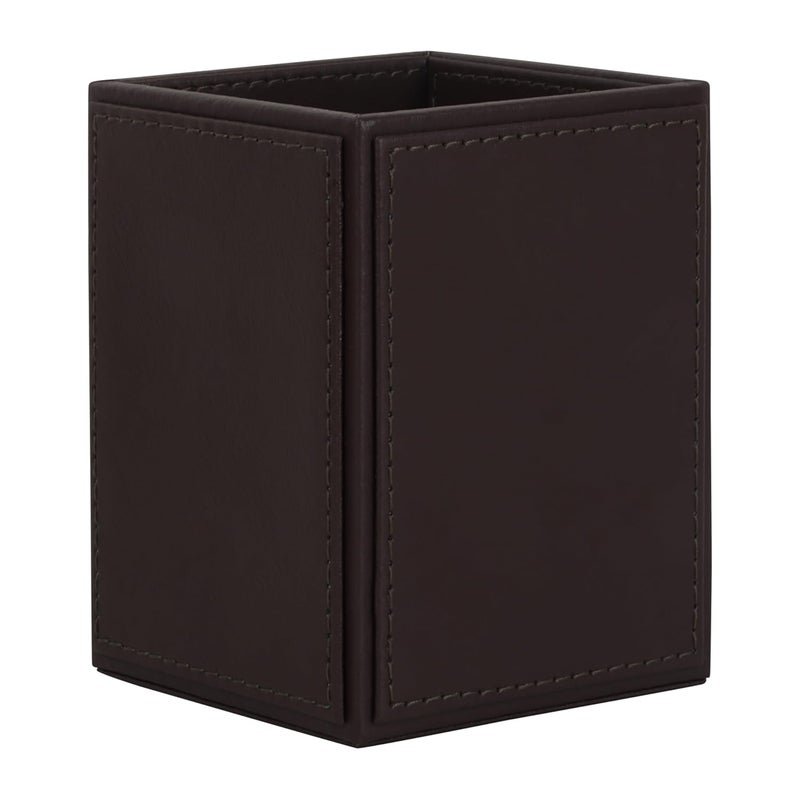 V-CUBE DESIGNS Premium Vegan Leather Pen Holder for Desk & Study Table Accessory | Marker/Pencil Stand for Student | Stationery Organizer for Office Table & Home | 6mm Thickness with MDF Core |Brown - Image 2