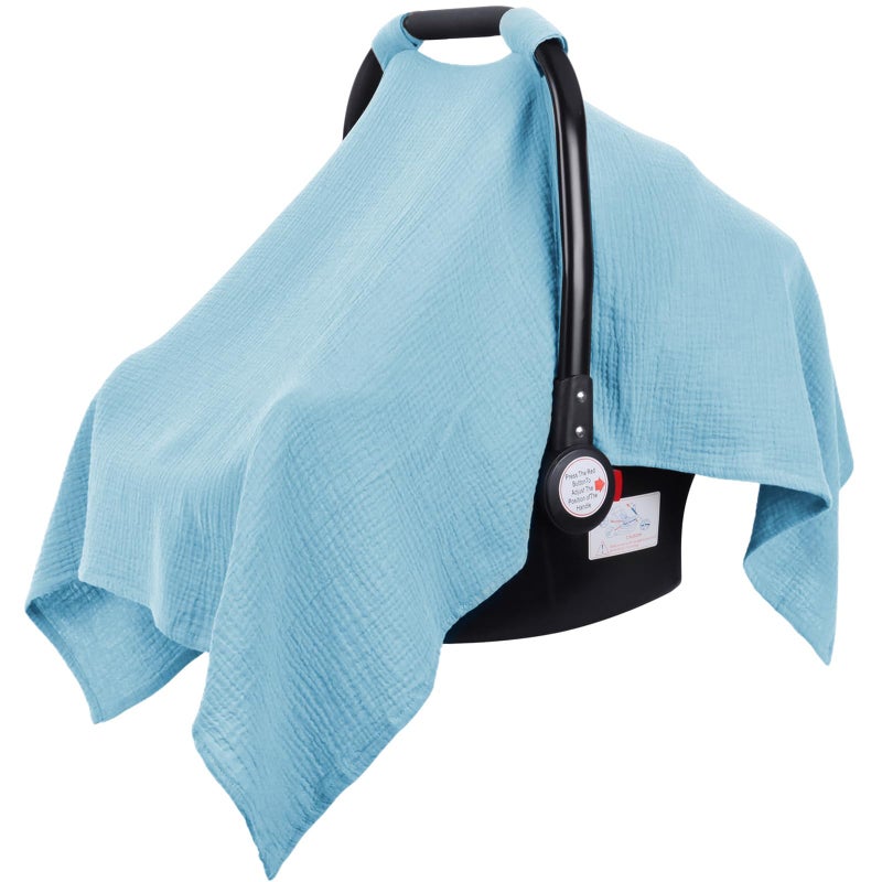 Metplus Muslin Car Seat Cover for Babies - Carseat Stroller Cover Infant Stroller Covers for Boys and Girls, Breathable & Lightweight, Fits Most Strollers & Baby Car Seats - Image 1