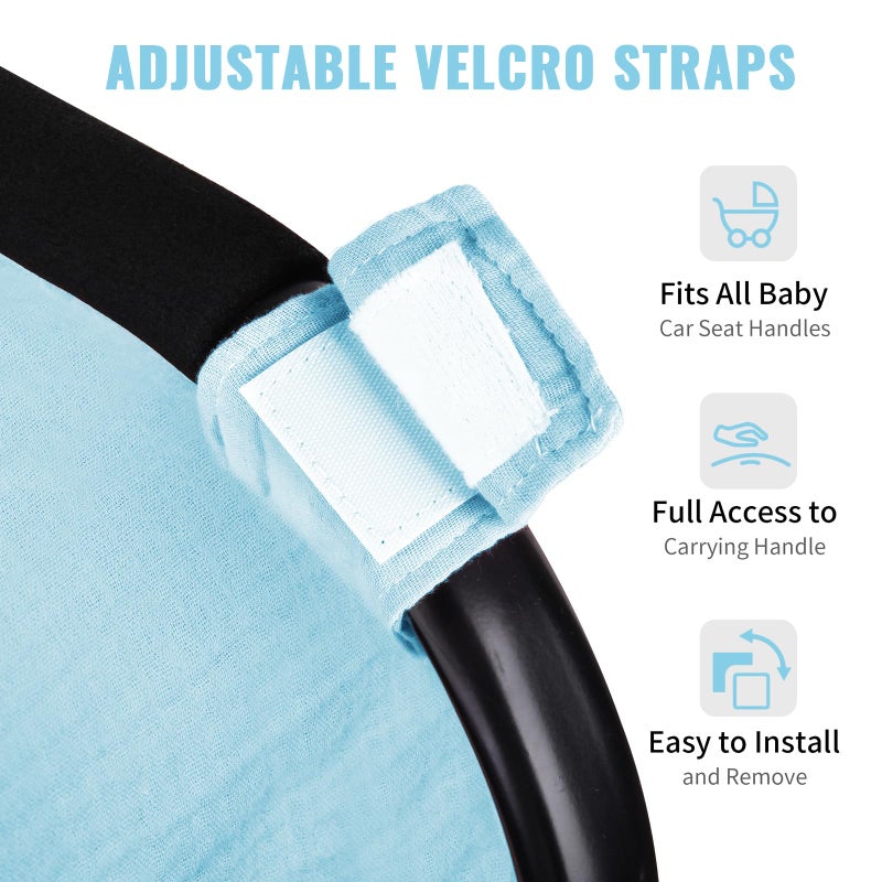 Metplus Muslin Car Seat Cover for Babies - Carseat Stroller Cover Infant Stroller Covers for Boys and Girls, Breathable & Lightweight, Fits Most Strollers & Baby Car Seats - Image 3