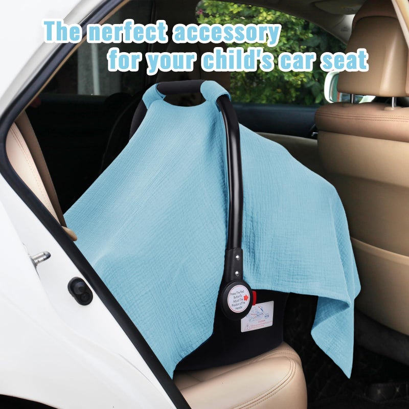 Metplus Muslin Car Seat Cover for Babies - Carseat Stroller Cover Infant Stroller Covers for Boys and Girls, Breathable & Lightweight, Fits Most Strollers & Baby Car Seats - Image 5