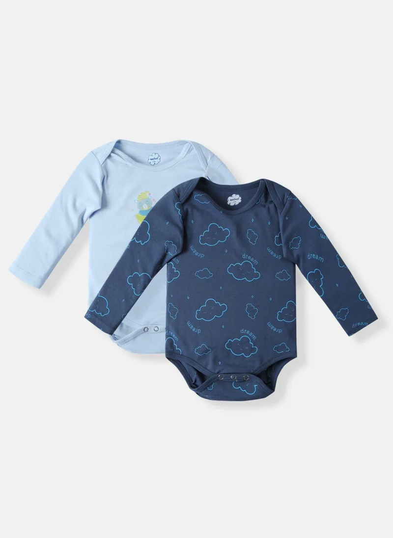 Nautinati Nautinati's Infants' Cotton Interlock Pack of 2 Cloud Print Onesie
