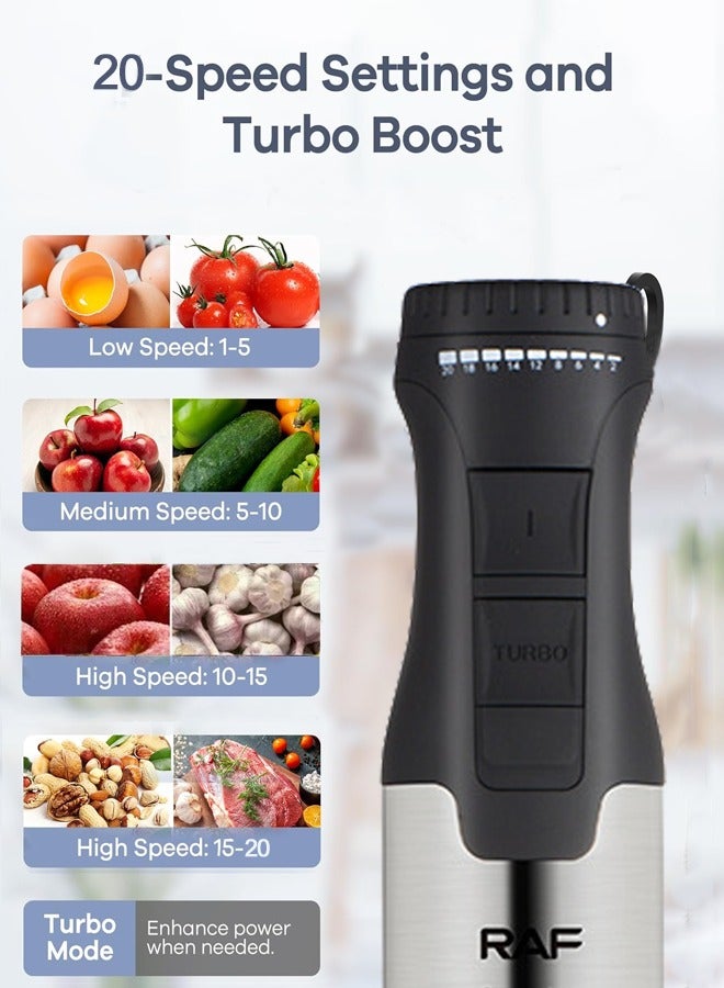 آر إيه أف 4 في 1 خلاط يدوي ، 1800 واط 20 سرعة خلاط يدوي عصا خلاط مع 304 شفرة فولاذية غير قابلة للصدأ ، محضر طعام ، دورق ، خفقت البيض ومزبد الحليب ، غير ببا ، عصائر بور أوشي أغذية الأطفال - Image 5