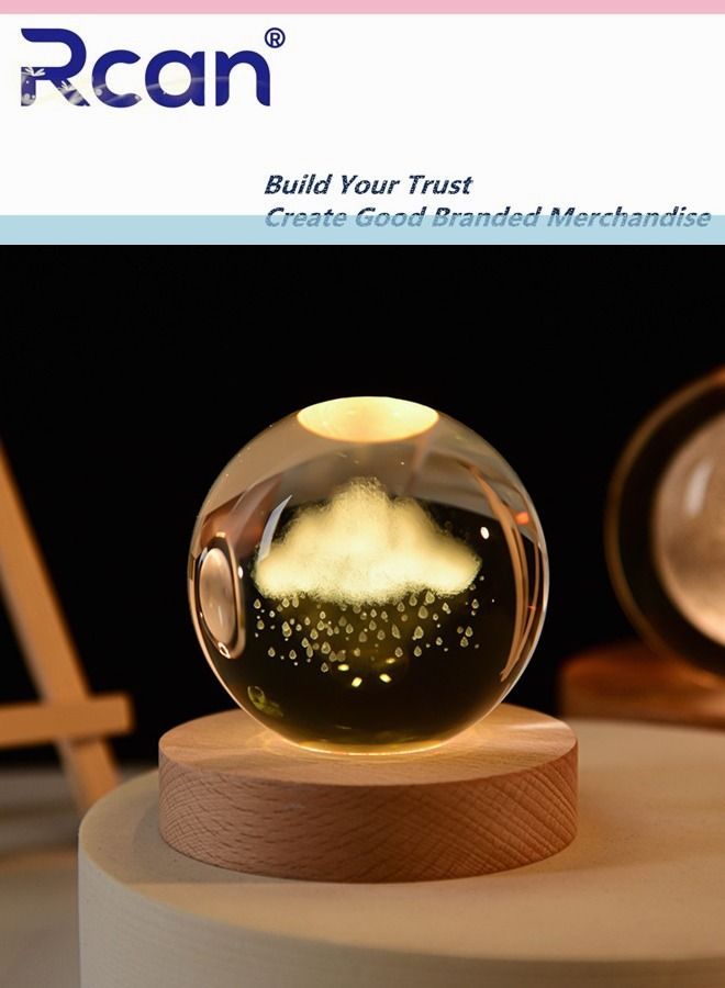 ركان جميل سحابة المطر ثلاثية الأبعاد كرة كريستالية زجاجية مضيئة مصباح ليلي للأطفال النساء هدايا تذكارية موسم التخرج هدايا هدايا عيد الميلاد هدايا عيد الحب - Image 3