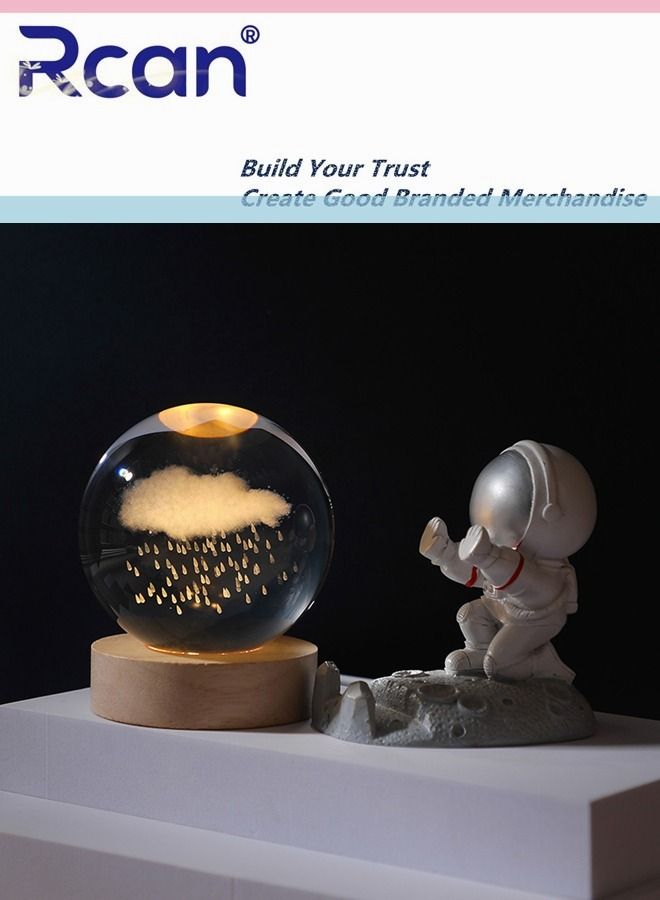 ركان جميل سحابة المطر ثلاثية الأبعاد كرة كريستالية زجاجية مضيئة مصباح ليلي للأطفال النساء هدايا تذكارية موسم التخرج هدايا هدايا عيد الميلاد هدايا عيد الحب - Image 2