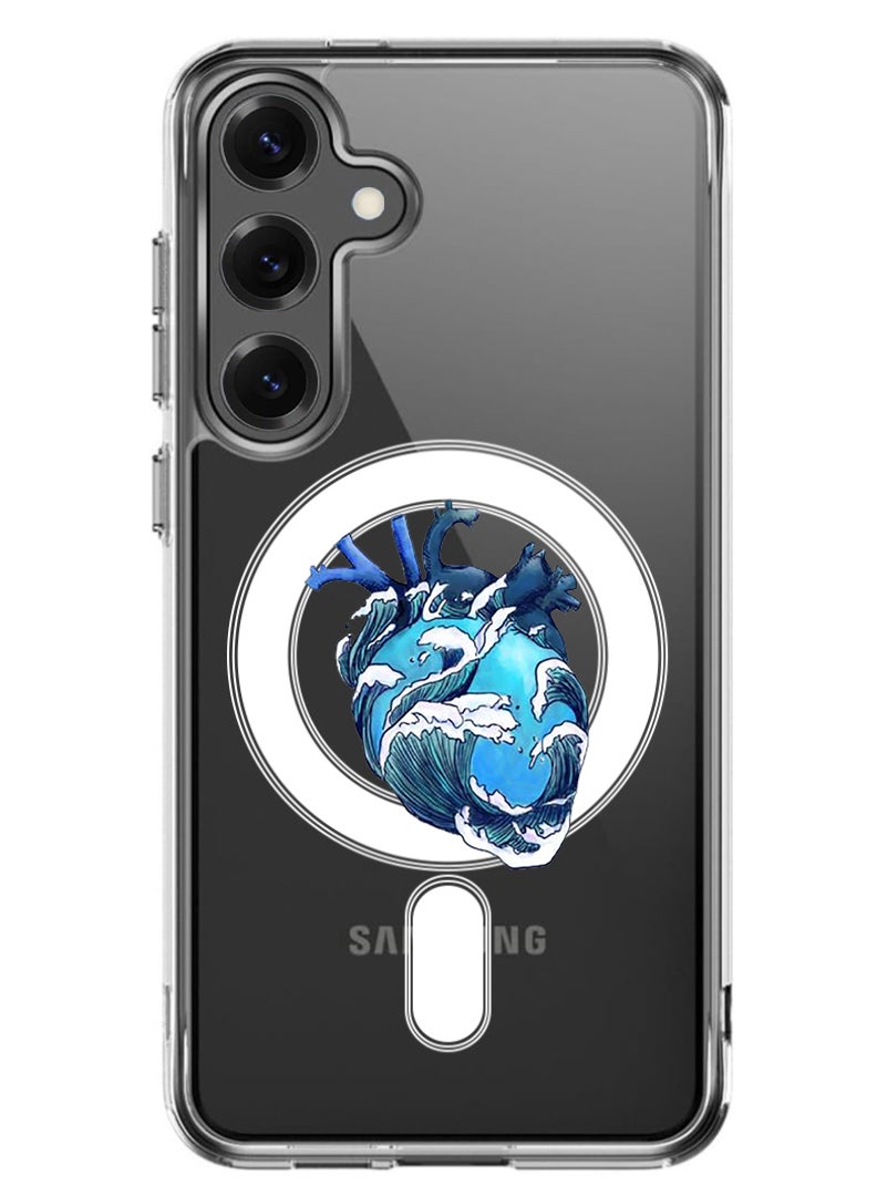 Theodor Magnetic Case for Samsung Galaxy S25 6.2-inch Compatible with MagSafe Wireless Charging, Shockproof Phone Bumper Cover Heart - Image 1