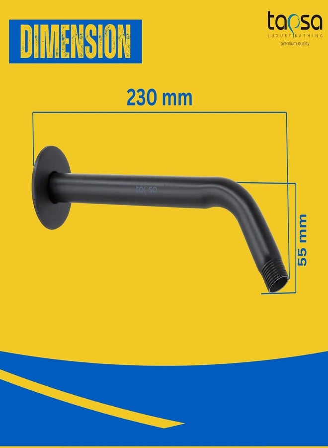 TAPSA LUXURY BATHING Tapsa Stainless Steel 12 Inch Round Arm Black|Shower Rod For Showers|Black Shower Arm|Shower Arm for Overhead Showers (Pack of 1) - Image 2
