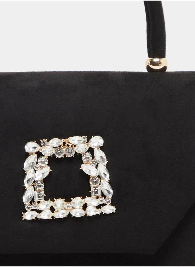 Styli Embellished Stone Handbag with Chain Strap