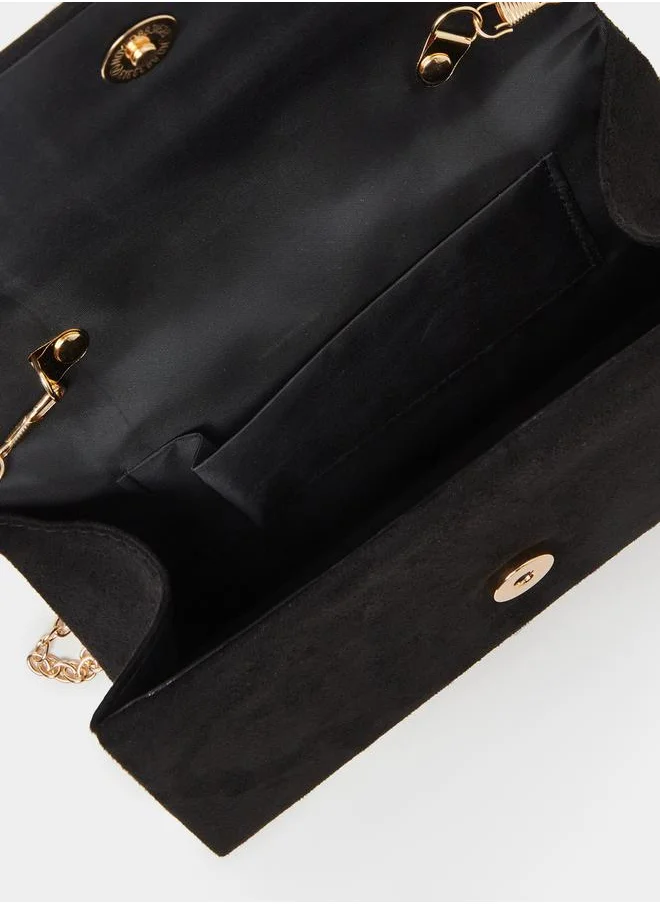 Styli Embellished Stone Handbag with Chain Strap