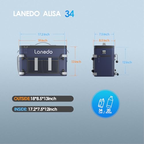 Lanedo Deep Freeze Cooler Soft Sided Cooler Bag, 34 Can Collapsible Insulated Ice Chest, Large Leakproof Camping & Travel Cooler for Kayaking & Beach - Image 2