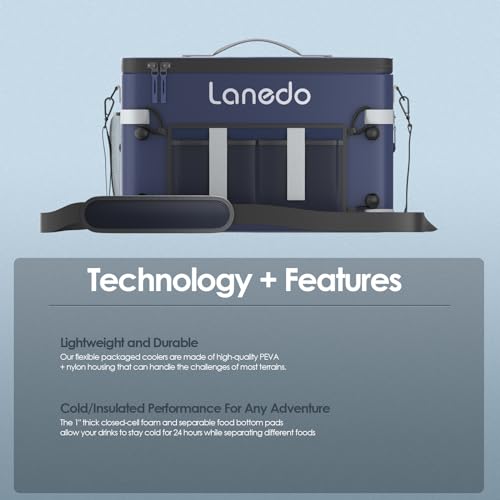 Lanedo Deep Freeze Cooler Soft Sided Cooler Bag, 34 Can Collapsible Insulated Ice Chest, Large Leakproof Camping & Travel Cooler for Kayaking & Beach - Image 3
