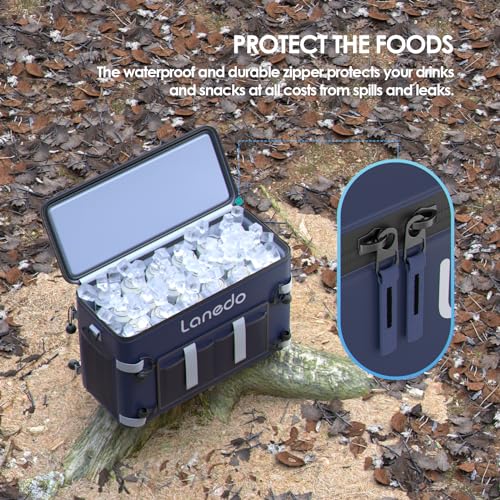 Lanedo Deep Freeze Cooler Soft Sided Cooler Bag, 34 Can Collapsible Insulated Ice Chest, Large Leakproof Camping & Travel Cooler for Kayaking & Beach - Image 5