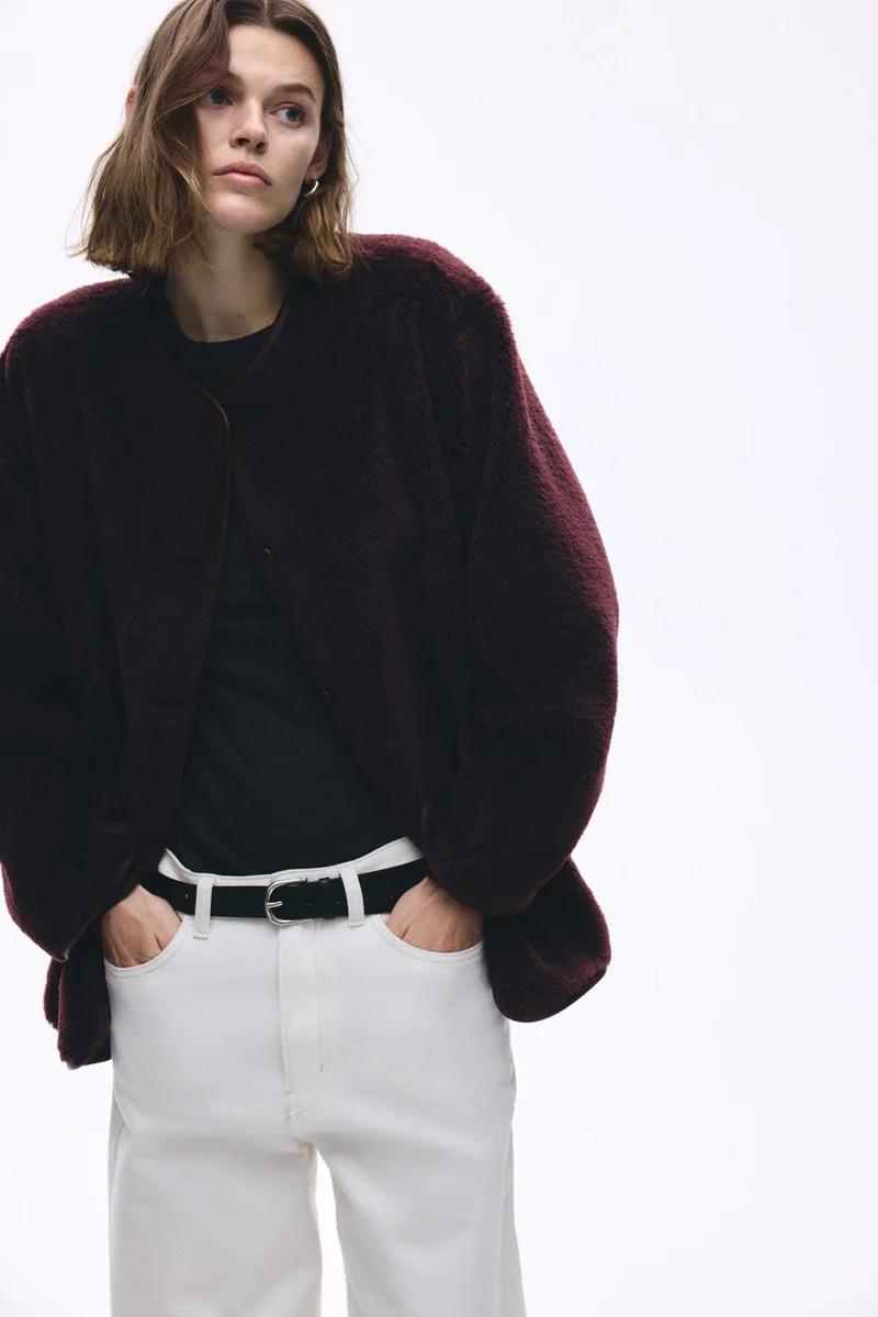 اتش اند ام جاكيت من نسيج تيدي